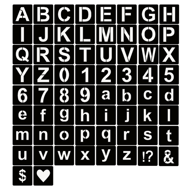 YEAJON 3 Inch Letter Stencils Symbol Numbers Craft Stencils  66 Pcs Reusable Plastic Alphabet Templates for Painting on Wood  Wall  Fabric  Rock  Glass  Chalkboard  Signage  DIY Art Projects - Image 1